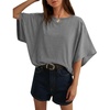 image:imageCicy Bell Womens Oversized T Shirts Batwing Half Sleeve Summer Casual Crewneck Cropped Tops Loose Fit Basic TeesGrey