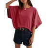 image:imageCicy Bell Womens Oversized T Shirts Batwing Half Sleeve Summer Casual Crewneck Cropped Tops Loose Fit Basic TeesRed