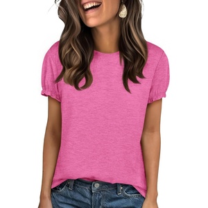 image:imageCicy Bell Womens Ruffle Short Sleeve T Shirt Summer Casual Crew Neck Tops Loose Fit Basic TeesRose Red