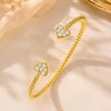 image:imageCicy Bell 18K Gold Plated Heart Bracelets for Women Trendy Cubic Zirconia Open Cuff Twisted Rope Bracelets Romantic JewelryGold