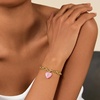 image:imageCicy Bell Bracelets for Women 18K Gold Plated Trendy Adjustable Cubic Zirconia Heart Letter Bracelets Personalized JewelryPink Letter A