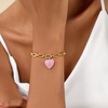 image:imageCicy Bell Bracelets for Women 18K Gold Plated Trendy Adjustable Cubic Zirconia Heart Letter Bracelets Personalized JewelryPink Letter A
