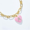 image:imageCicy Bell Bracelets for Women 18K Gold Plated Trendy Adjustable Cubic Zirconia Heart Letter Bracelets Personalized JewelryPink Letter A
