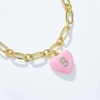 image:imageCicy Bell Bracelets for Women 18K Gold Plated Trendy Adjustable Cubic Zirconia Heart Letter Bracelets Personalized JewelryPink Letter B