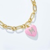 image:imageCicy Bell Bracelets for Women 18K Gold Plated Trendy Adjustable Cubic Zirconia Heart Letter Bracelets Personalized JewelryPink Letter M