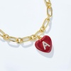 image:imageCicy Bell Bracelets for Women 18K Gold Plated Trendy Adjustable Cubic Zirconia Heart Letter Bracelets Personalized JewelryRed Letter A