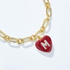 image:imageCicy Bell Bracelets for Women 18K Gold Plated Trendy Adjustable Cubic Zirconia Heart Letter Bracelets Personalized JewelryRed Letter M