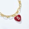 image:imageCicy Bell Bracelets for Women 18K Gold Plated Trendy Adjustable Cubic Zirconia Heart Letter Bracelets Personalized JewelryRed Letter S
