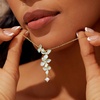 image:imageCicy Bell Floral Pendant Necklace for Women Trendy 18k Gold Plated Boho Enamel Blue Flower Cubic Zirconia Dainty Long Y Necklace Jewelry GiftsGold