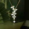image:imageCicy Bell Floral Pendant Necklace for Women Trendy 18k Gold Plated Boho Enamel Blue Flower Cubic Zirconia Dainty Long Y Necklace Jewelry GiftsGold