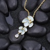 image:imageCicy Bell Floral Pendant Necklace for Women Trendy 18k Gold Plated Boho Enamel Blue Flower Cubic Zirconia Dainty Long Y Necklace Jewelry GiftsGold A