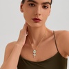 image:imageCicy Bell Floral Pendant Necklace for Women Trendy 18k Gold Plated Boho Enamel Blue Flower Cubic Zirconia Dainty Long Y Necklace Jewelry GiftsGold A