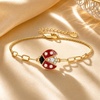 image:imageCicy Bell Ladybug Bracelet For Women 18k Gold Plated Cubic Zirconia Red Cold Enamel Adjustable Link Chain Trendy Jewelry GiftGold
