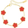 image:imageCicy Bell 18k Gold Plated Bracelets For Women Four Leaf Clover Bracelets  Cubic Zirconia Dainty Lucky Flower Hypoallergenic Charm for Birthdays Daily Wear Fashion Simple Jewelry GiftsRed