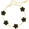 image:imageCicy Bell 18k Gold Plated Bracelets For Women Four Leaf Clover Bracelets  Cubic Zirconia Dainty Lucky Flower Hypoallergenic Charm for Birthdays Daily Wear Fashion Simple Jewelry GiftsBlack