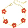 image:imageCicy Bell 18k Gold Plated Clover Bracelet For Women Four Leaf Link Bracelet  Cubic Zirconia Dainty Lucky Flower Hypoallergenic Charm for Birthdays Daily Wear Fashion Simple Jewelry GiftsRed Flower