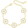 image:imageCicy Bell 18k Gold Plated Clover Bracelet For Women Four Leaf Link Bracelet  Cubic Zirconia Dainty Lucky Flower Hypoallergenic Charm for Birthdays Daily Wear Fashion Simple Jewelry GiftsWhite Floral