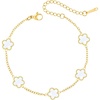 image:imageCicy Bell 18k Gold Plated Clover Bracelets For Women Zirconia Link Bracelet  Cubic Zirconia Dainty Lucky Flower Hypoallergenic Charm for Birthdays Daily Wear Fashion Simple Jewelry GiftsAntique White