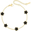 image:imageCicy Bell 18k Gold Plated Clover Bracelets For Women Zirconia Link Bracelet  Cubic Zirconia Dainty Lucky Flower Hypoallergenic Charm for Birthdays Daily Wear Fashion Simple Jewelry GiftsBlack Flowers