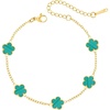image:imageCicy Bell 18k Gold Plated Clover Bracelets For Women Zirconia Link Bracelet  Cubic Zirconia Dainty Lucky Flower Hypoallergenic Charm for Birthdays Daily Wear Fashion Simple Jewelry GiftsGreen Flower