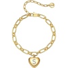 image:imageCicy Bell Bracelets for Women 18K Gold Plated Trendy Adjustable Cubic Zirconia Heart Letter Bracelets Personalized JewelryGold Letter S