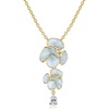 image:imageCicy Bell Floral Pendant Necklace for Women Trendy 18k Gold Plated Boho Enamel Blue Flower Cubic Zirconia Dainty Long Y Necklace Jewelry GiftsGold A