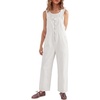 image:imageCicy Bell Womens Casual Denim Bib Overalls Wide Leg Sleeveless Zipper Loose Jean Pants Jumpsuits with PocketsWhite