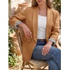 image:imageCicy Bell Womens Business Casual Blazer Shawl Collar Work Long Sleeve Leopard Open Front Oversized Suit JacketBrown