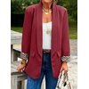 image:imageCicy Bell Womens Business Casual Blazer Shawl Collar Work Long Sleeve Leopard Open Front Oversized Suit JacketBurgundy