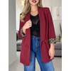 image:imageCicy Bell Womens Business Casual Blazer Shawl Collar Work Long Sleeve Leopard Open Front Oversized Suit JacketBurgundy