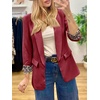 image:imageCicy Bell Womens Business Casual Blazer Shawl Collar Work Long Sleeve Leopard Open Front Oversized Suit JacketBurgundy