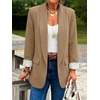 image:imageCicy Bell Womens Business Casual Blazer Shawl Collar Work Long Sleeve Leopard Open Front Oversized Suit JacketPolka Dots Dark Khaki