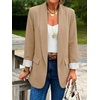 image:imageCicy Bell Womens Business Casual Blazer Shawl Collar Work Long Sleeve Leopard Open Front Oversized Suit JacketPolka Dots Khaki
