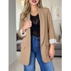 image:imageCicy Bell Womens Business Casual Blazer Shawl Collar Work Long Sleeve Leopard Open Front Oversized Suit JacketPolka Dots Khaki