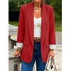 image:imageCicy Bell Womens Business Casual Blazer Shawl Collar Work Long Sleeve Leopard Open Front Oversized Suit JacketPolka Dots Red