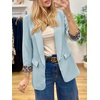 image:imageCicy Bell Womens Business Casual Blazer Shawl Collar Work Long Sleeve Leopard Open Front Oversized Suit JacketSky Blue