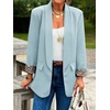 image:imageCicy Bell Womens Business Casual Blazer Shawl Collar Work Long Sleeve Leopard Open Front Oversized Suit JacketSky Blue