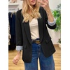 image:imageCicy Bell Womens Business Casual Blazer Shawl Collar Work Long Sleeve Leopard Open Front Oversized Suit JacketStriped Black