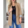 image:imageCicy Bell Womens Business Casual Blazer Shawl Collar Work Long Sleeve Leopard Open Front Oversized Suit JacketStriped Khaki