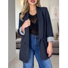 image:imageCicy Bell Womens Business Casual Blazer Shawl Collar Work Long Sleeve Leopard Open Front Oversized Suit JacketStriped Navy