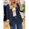 image:imageCicy Bell Womens Business Casual Blazer Shawl Collar Work Long Sleeve Leopard Open Front Oversized Suit JacketStriped Navy