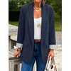 image:imageCicy Bell Womens Business Casual Blazer Shawl Collar Work Long Sleeve Leopard Open Front Oversized Suit JacketStriped Navy