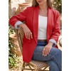 image:imageCicy Bell Womens Business Casual Blazer Shawl Collar Work Long Sleeve Leopard Open Front Oversized Suit JacketStriped Red