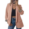 image:imageCicy Bell Womens Business Casual Blazer Shawl Collar Work Long Sleeve Leopard Open Front Oversized Suit JacketPink