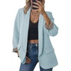 image:imageCicy Bell Womens Business Casual Blazer Shawl Collar Work Long Sleeve Leopard Open Front Oversized Suit JacketSky Blue