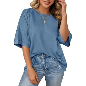 image:imageCicy Bell Womens Oversized TShirts Summer Crew Neck Half Sleeve Tunic Tops Casual Loose Fit Basic Tee ShirtBluish Gray
