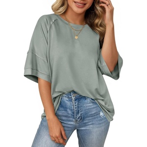 image:imageCicy Bell Womens Oversized TShirts Summer Crew Neck Half Sleeve Tunic Tops Casual Loose Fit Basic Tee ShirtGrey