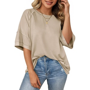image:imageCicy Bell Womens Oversized TShirts Summer Crew Neck Half Sleeve Tunic Tops Casual Loose Fit Basic Tee ShirtLight Khaki