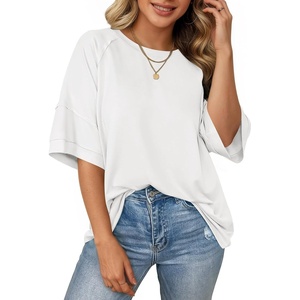 image:imageCicy Bell Womens Oversized TShirts Summer Crew Neck Half Sleeve Tunic Tops Casual Loose Fit Basic Tee ShirtWhite
