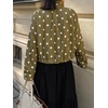 image:imageCicy Bell Womens Polka Dot Short Trench Coat Cropped Button Down Stand Collar Jackets Long Sleeve Fall OuterwearArmy Green